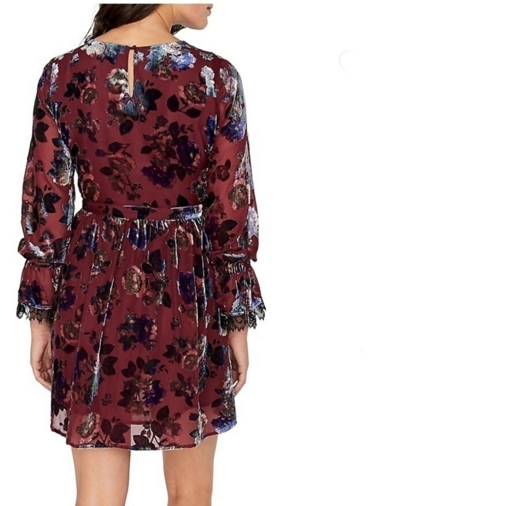 Floral Velvet iridescent 1990s grunge style  Buffalo david bitton mini dress - Picture 4 of 10